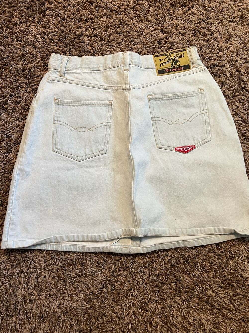 Vintage 90s No Excuses Femme Fatale Light Wash Button Front Denim Mini Skirt